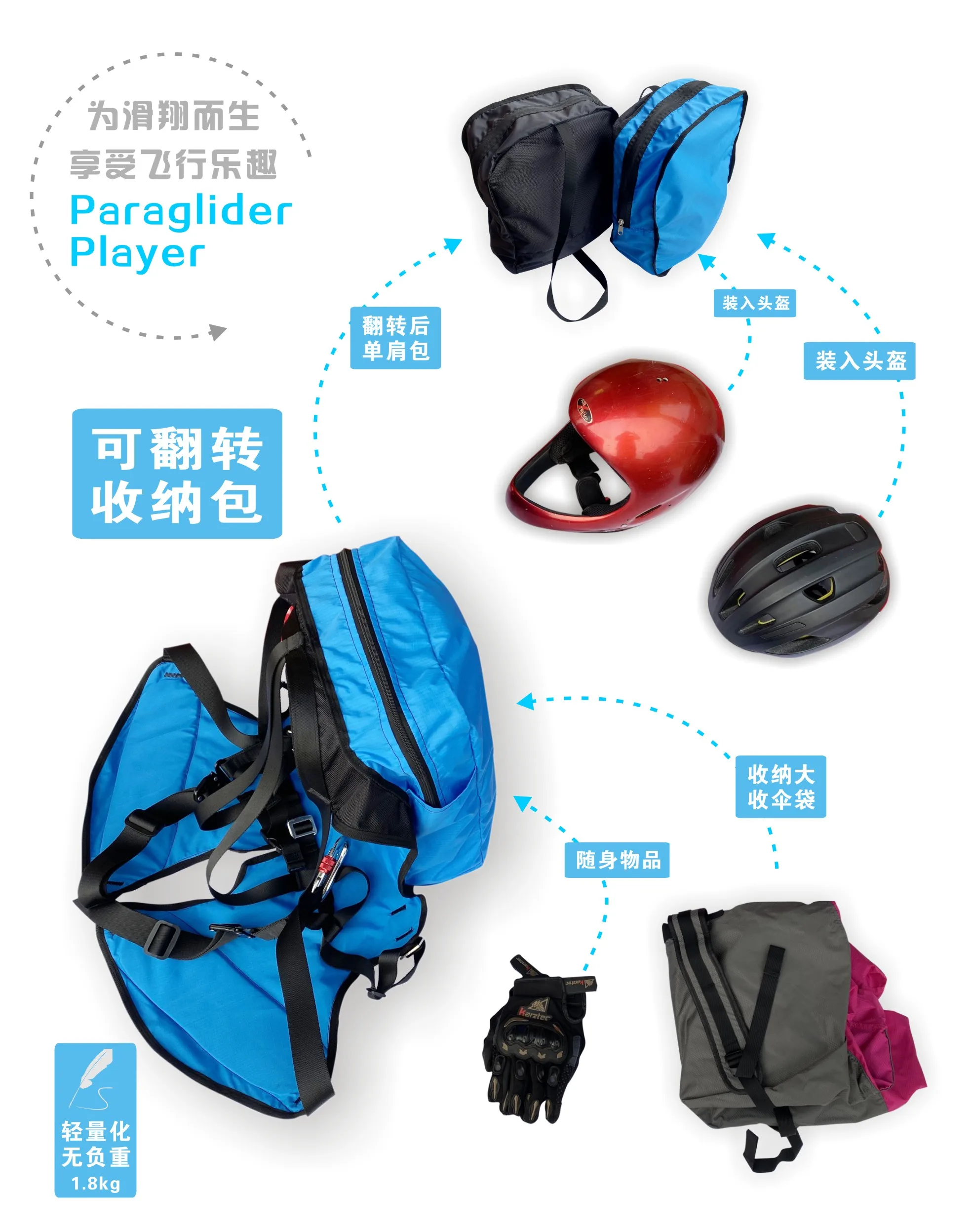 Paragliding Training Sitting Bag Ground Bucket Sliding Split Leg Ultra Light Anti-Flip Nano Backpack Bikini