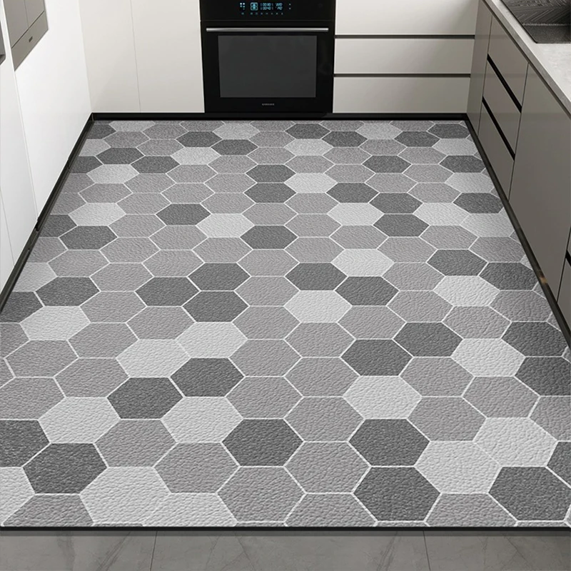 

Kitchen Carpet Anti-slip Oil-proof Pvc Leather Floor Mat Wash-free Wipeable Waterproof Rug Dirt-resistant Large Area Foot Mats