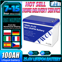 Grade A 24V 100Ah Lifepo4 battery Pack New 25.6V lithium iron phosphate rechargeable batterie For RV Solar Boat Camping EU Stock