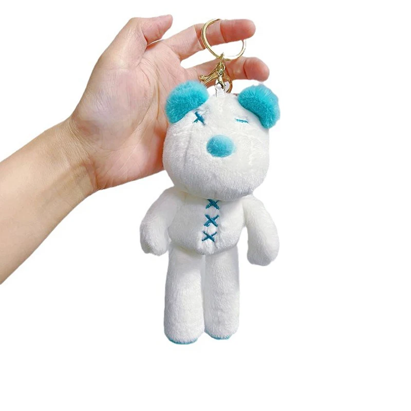 1Pcs Sweet Cool Personality Bear peluche portachiavi Cartoon Trend Bear Doll ciondolo borsa a tracolla zaino decorazione peluche Charm