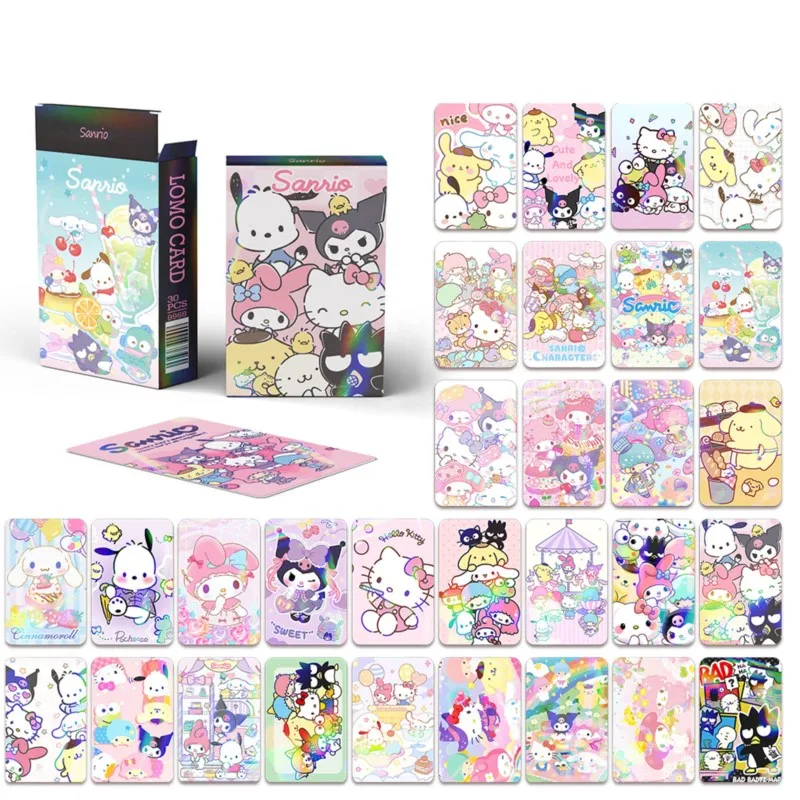 30 قطعة بطاقات الليزر مزدوجة الجوانب الكرتون كول-u-omi كيتي القط كول الاطفال اللعب هواية المقتنيات ألعاب بطاقات الصور جمع لعبة