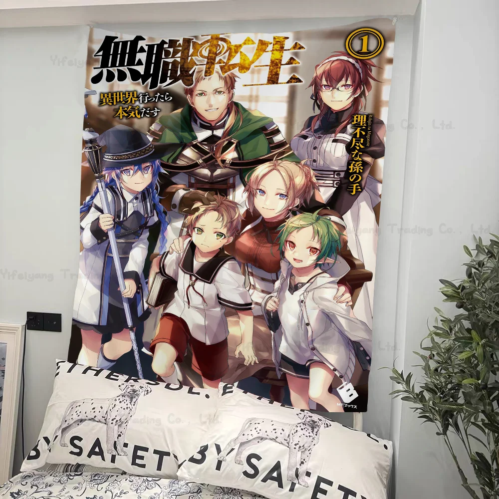 Mushoku Tensei Jobless Reincarnation Colorful Tapestry Wall Hanging Hanging Tarot Hippie Wall Rugs Dorm Art Home Decor