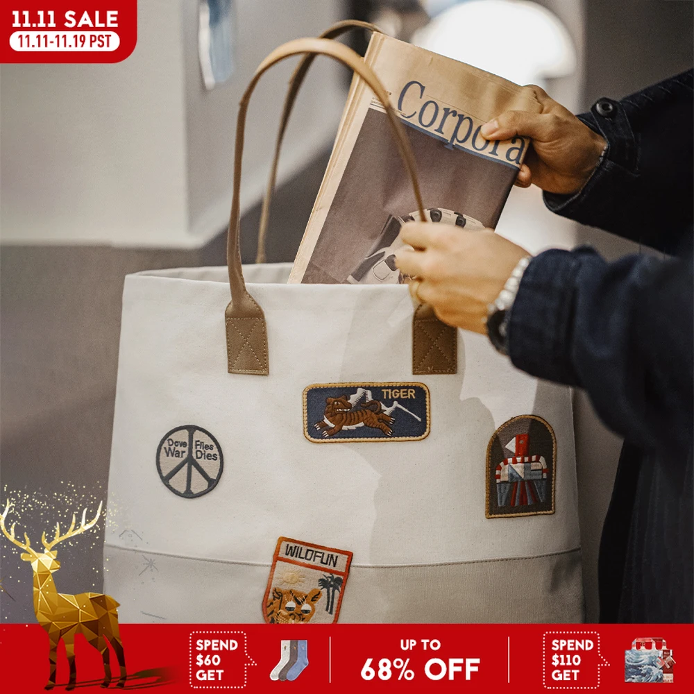 

Maden Новые винтажные сумки-тоут с вышивкой Большая вместительная лоскутная сумка Универсальные белые сумки на одно плечо в стиле унисекс