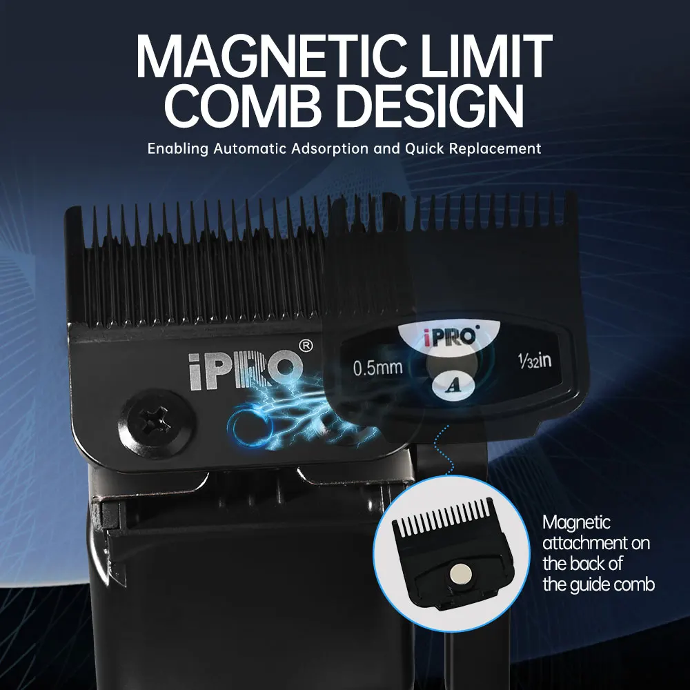 IPRO S1081 ماكينة قص الشعر الكهربائية الاحترافية 8800 دورة في الدقيقة عالية السرعة 4500 مللي أمبير في الساعة عمر البطارية الطويل مشط مغناطيسي قابل للفصل لتشذيب الشعر #5