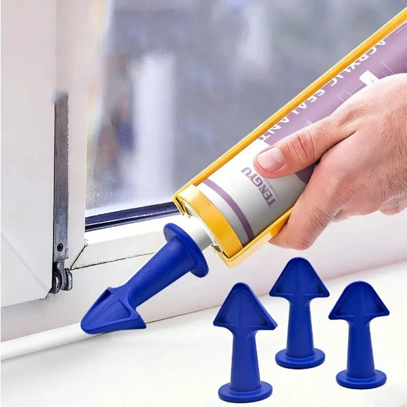 3pcs Multi-functional Silicone Sealant Nozzle Scraper Floor Caulking Tools Silicone Sealant Nozzles Kit Home Improvement Set A