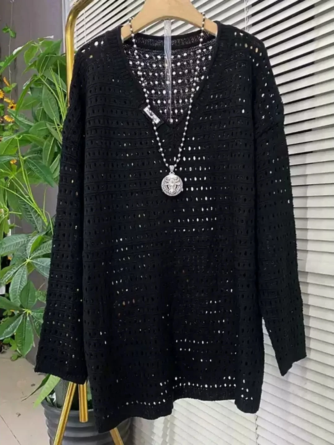 

Свободный вязаный свитер с v-образным вырезом, длинный свек, верхняя часть, средней длины, большие размеры, утягивающий цветной свитер для женщин