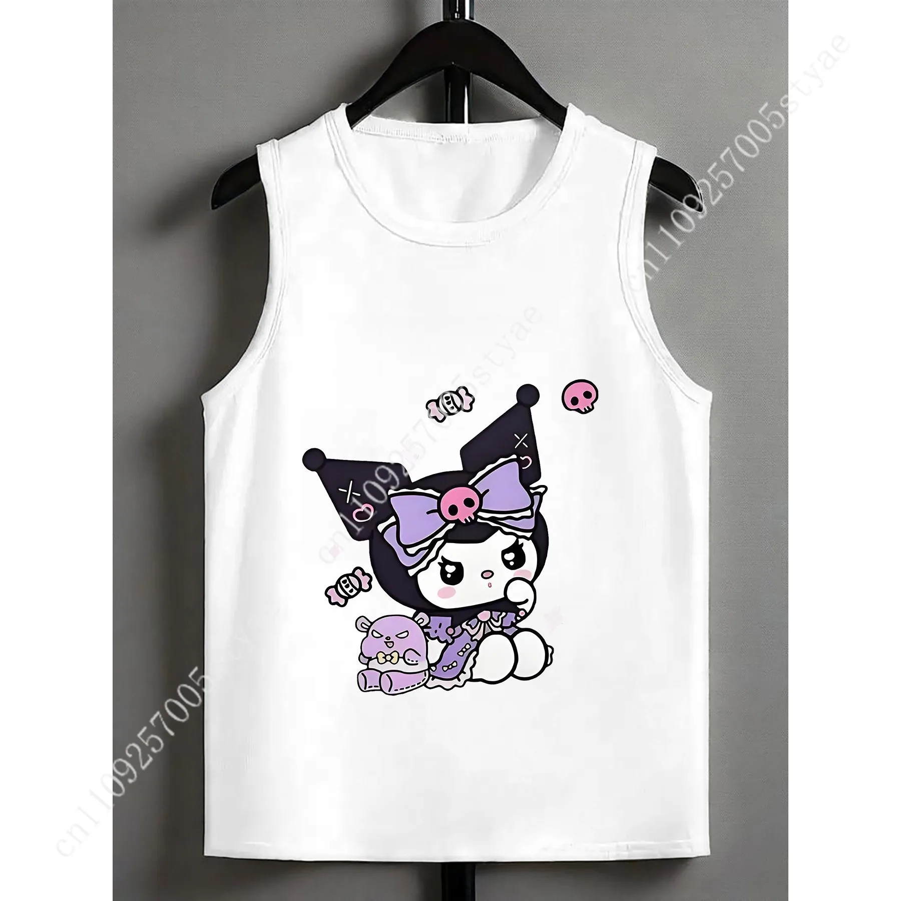 

Sanrio Kuromi Hello Kitty Boys Girls Sleeveless Vest Cute Anime Round Neck Top Wear for Daily