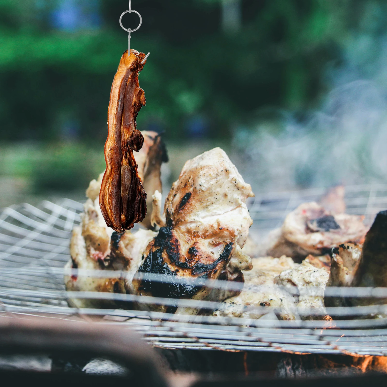 

2pcs Stainless Steel Meat Hooks Sturdy Rust-Proof Hanging Hooks For Roast Duck Char Bacon Ham Poultry Grill Processing