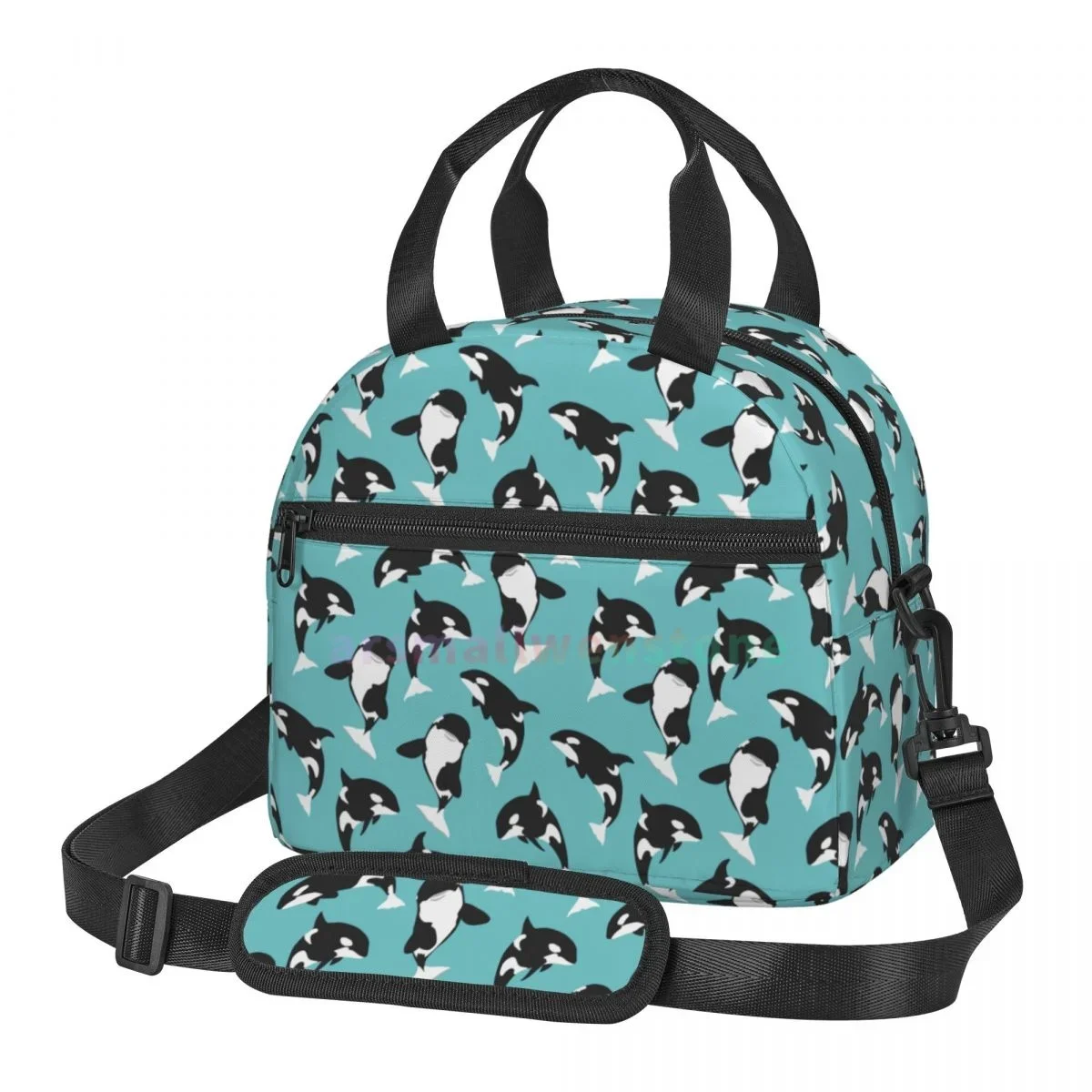 

Killer Whale Orca Theme Lunch Bag for Women Portable Thermal Insulated Lunch Box Picnic Multifunction Food Tote