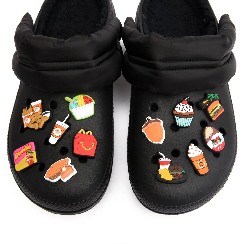 1 Pcs Fast Food Shoe Charms Burger Chicken Fries Drinks Shoes Decorations Clogs Sandals Bracelets Accessories Kids Party Gifts