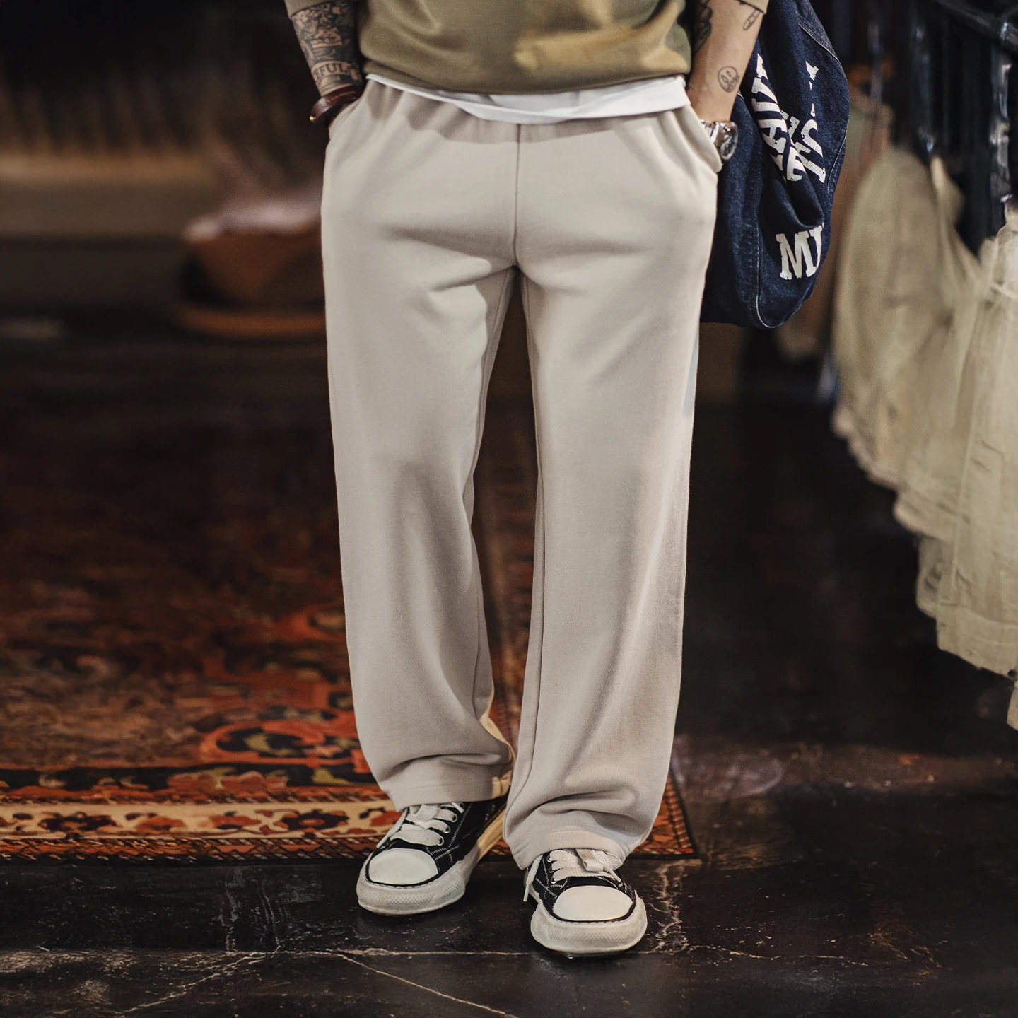 

Maden Men's Heavyweight Sport Straight Leg Sweatpants Elastic Waist Casual Jogger Pants Relaxed Fit Daily Wear Spring and Fall