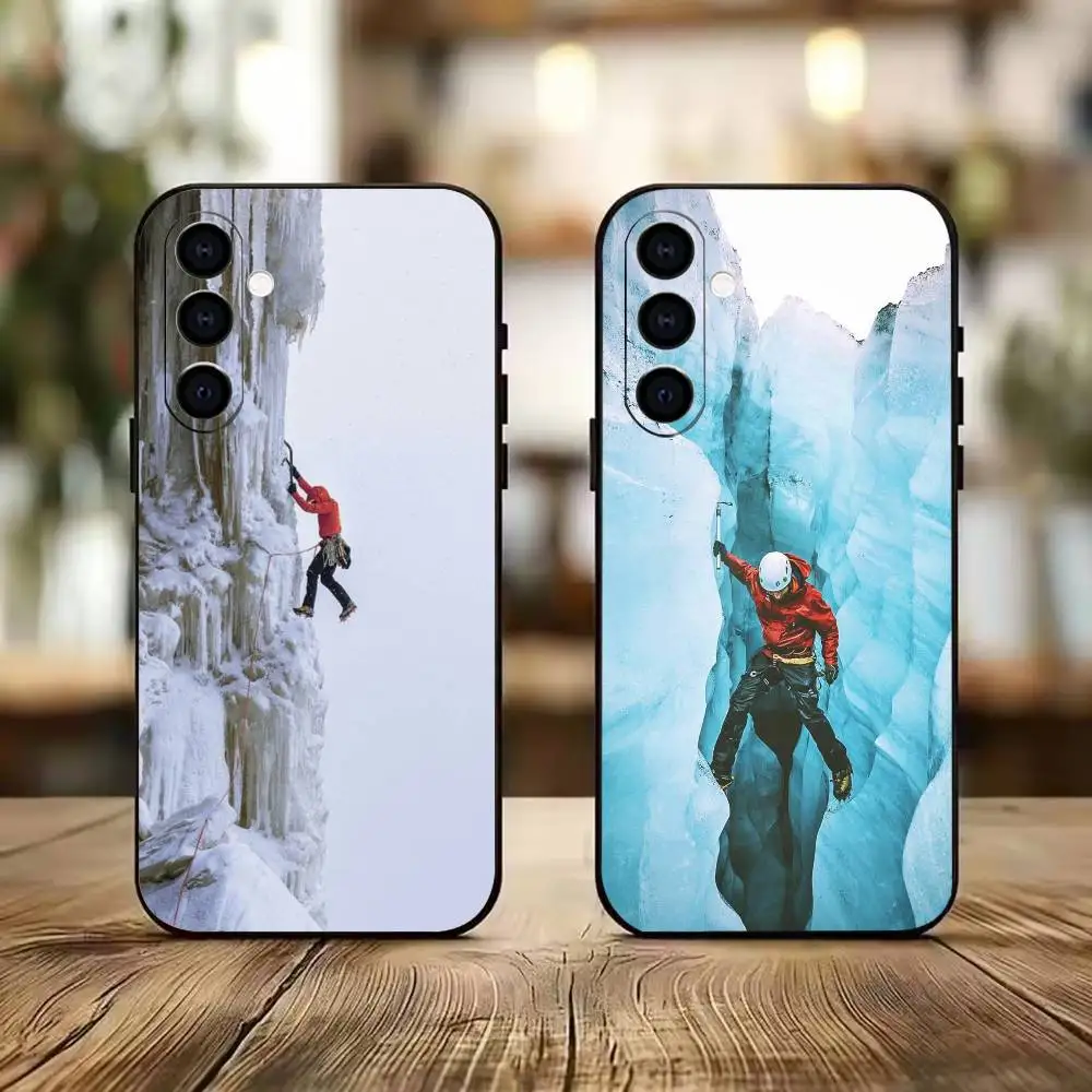 Ice climbing is Cool Phone Case For Samsung A73 20,21s,22,31,32,52,53,72 Soft Black Shell