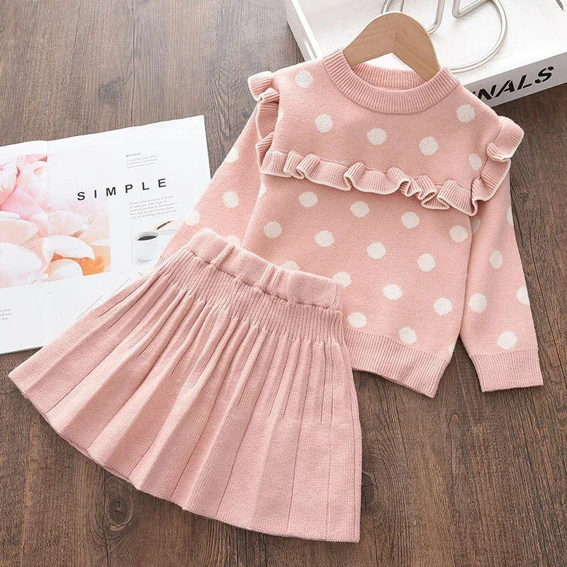 Girl Baby Winter Knitting Clothing Suits New New Fashion Autumn Kids Sweaters And Skirt Outfits 2Pcs Children Cute Costumes