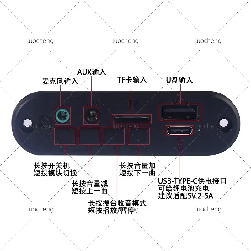 for Bluetooth 5.0 Audio Receiver Decoder Board with Power Amplifier U Disk TF Card Playback Radio Microphone Audio