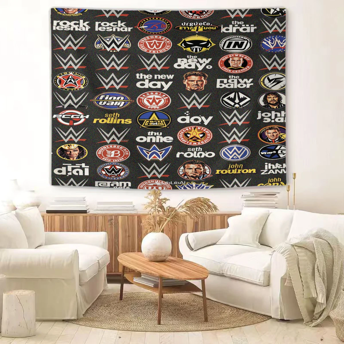 

Гобелен с логотипом и изображением суперзвезд WWE для фанатов, яркое украшение для дома, декор для спальни и гостиной