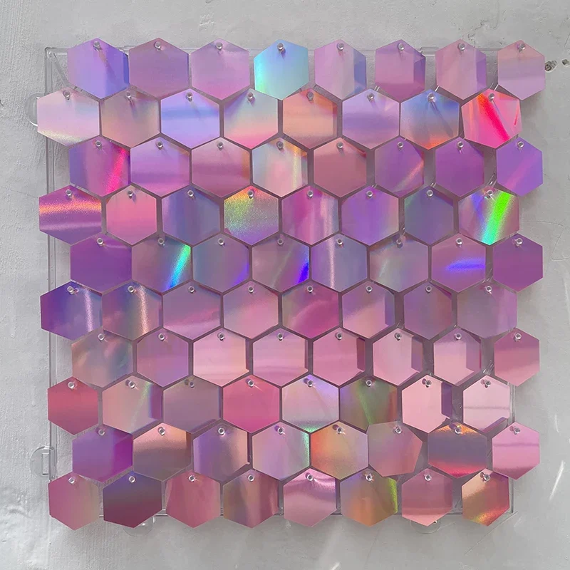 12pcs Hexagon Shimmer Sequin Panel Wall Glitter Birthday Party Background Decorations Backdrop Curtain for Wedding Event Decor