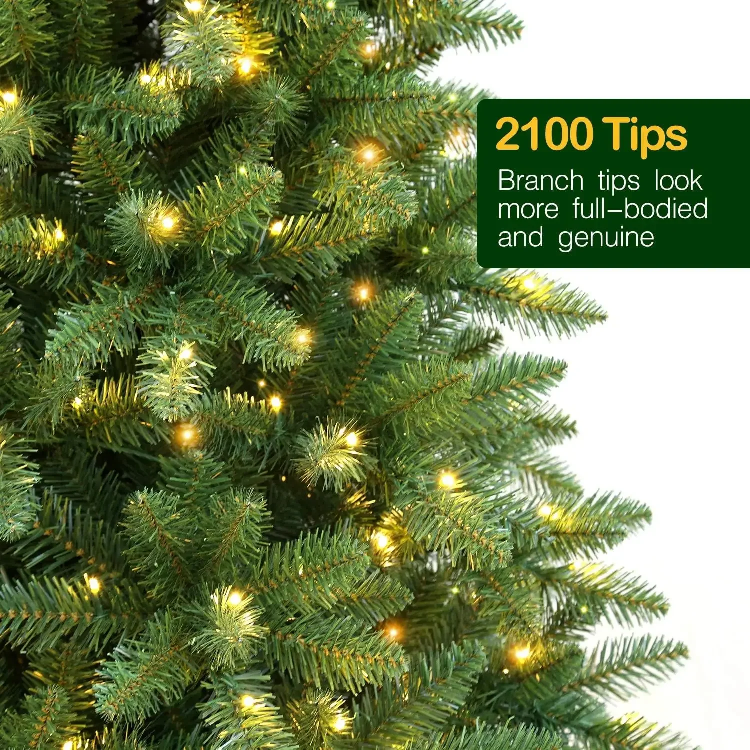 

9 ft Pre-Lit Christmas Tree, Artificial Christmas Tree with 600 Warm White Lights, 2100 Branch Tips,