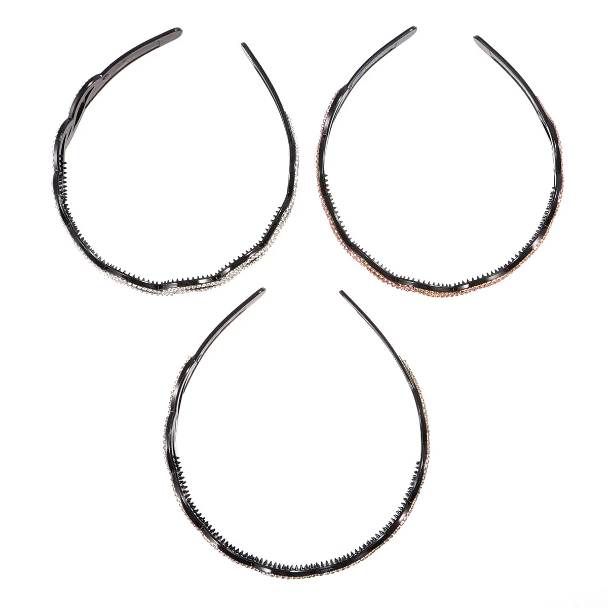 3Pcs Rhinestone Headband Crystal Hair Band Women's Anti-Slip Shiny Head Wrap for Sports Shopping Wedding Party Daily Use