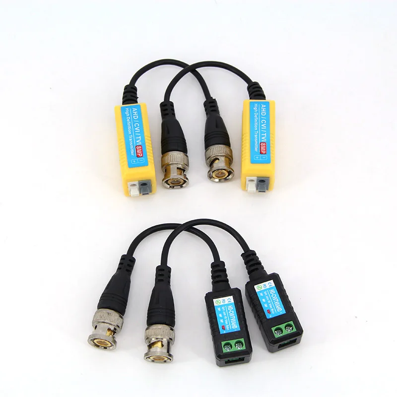 1Pair 4K 8MP CCTV Passive Balun RJ45 CCTV Video BNC Supply Power cable Camera Connector to Twisted Support 8MP AHD/CVI/TVI