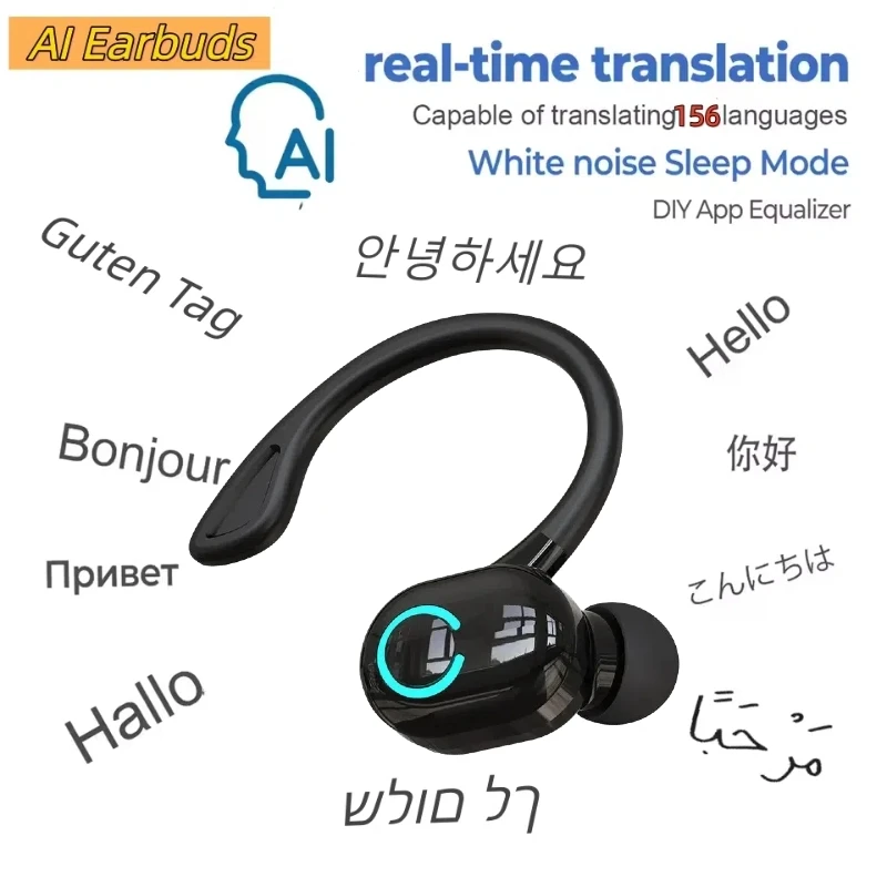 Bluetooth AI Translator Earbuds Magic APP 156 Languages Instant Translation Meeting Summary Business Travel Wireless Headset