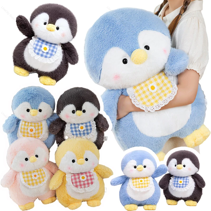 Super Soft Fluffy Hair Grey Penguin Plushies Stuffed Cuddly Polar Sea Animals Dolls Cute Kids Toys for Kids Girls Birthday Gifts