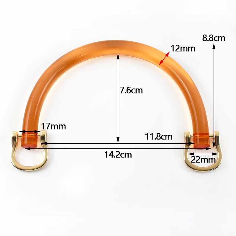 1/2/4Sets Acrylic D Shape Bag Handle with Two Metal Buckle Transparent Resin Wristband Handbag Decor Ring Frame Bags Part