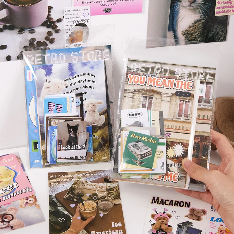 60 قطعة Kawaii Ins سجل القصاصات ملصقات الزخرفية المواد حزمة الإبداعية DIY بها بنفسك مذكرات مخطط كتيب ملصقات القرطاسية الجمالية