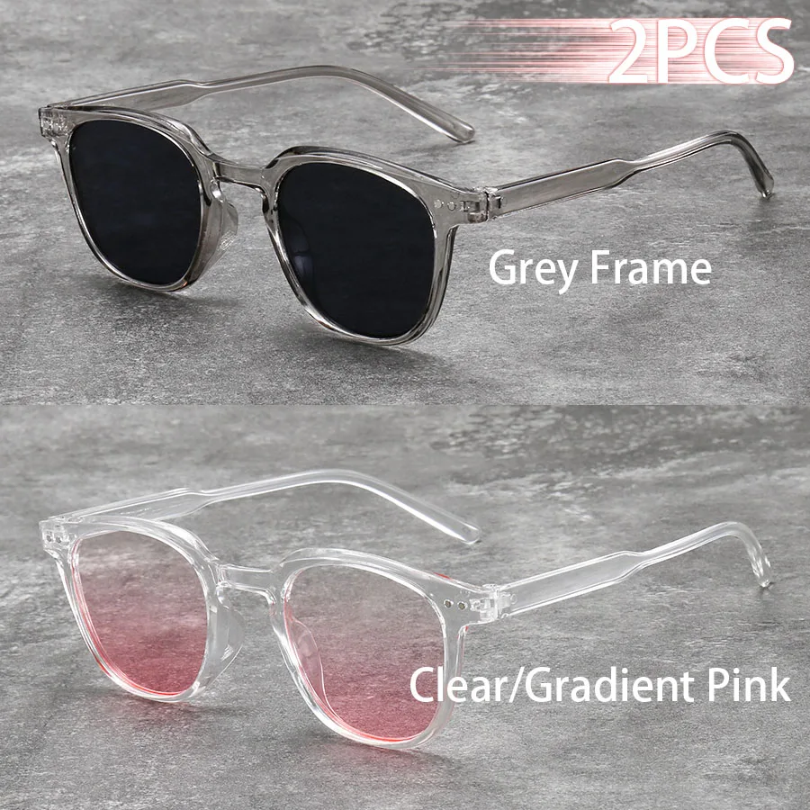 2 Stück Modische Kleine Runde Unisex-Sonnenbrille für Damen und Herren mit Farbverlauf-Rosa Gläsern und Klassischer Metalldekoration – Detail 4