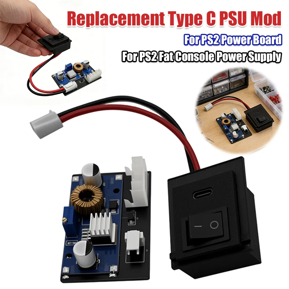

Сменный блок питания Type-C для консоли PS2 Fat, плата питания, поддержка PD 3.0, запчасти для ретро-игровых приставок