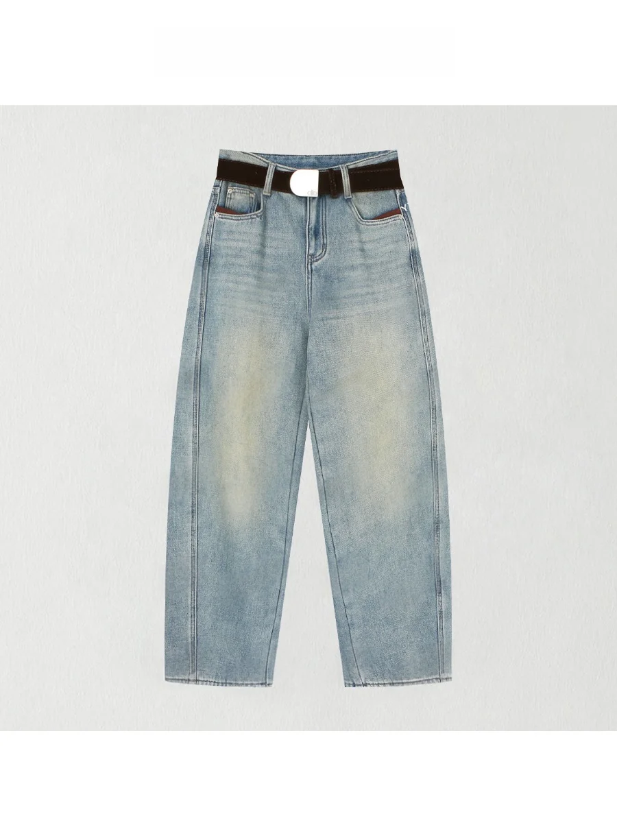 

High Waist Fce Lined Wide Leg Jeans Knife Bootcut Denim Pants for Women Autumn Winter Slimming Loose Fit C722