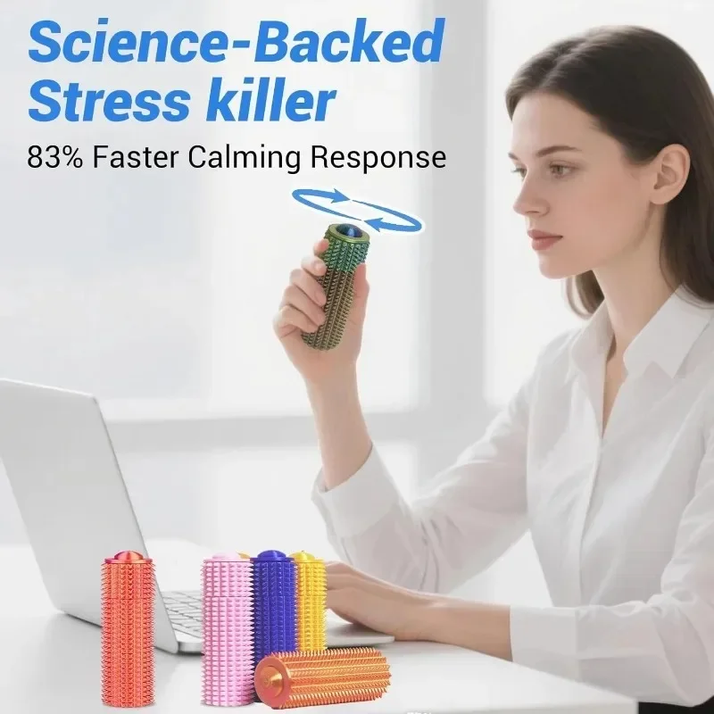 Sensory Roller Fidget Toy Clicker Tactile Spikes for Anxiety Stress Relief Pain Stimming Autism Over Stimulation with Lanyard
