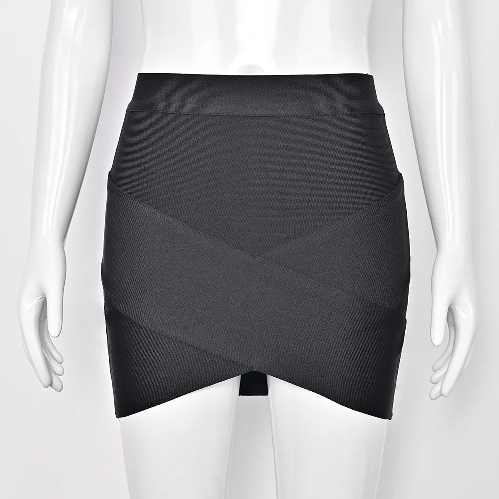 Sexy Women Stretchy Mini Bandage Short Skirt Cross High Waist Cross Design Bodycon Skirts High Street Evening Club Party Wear