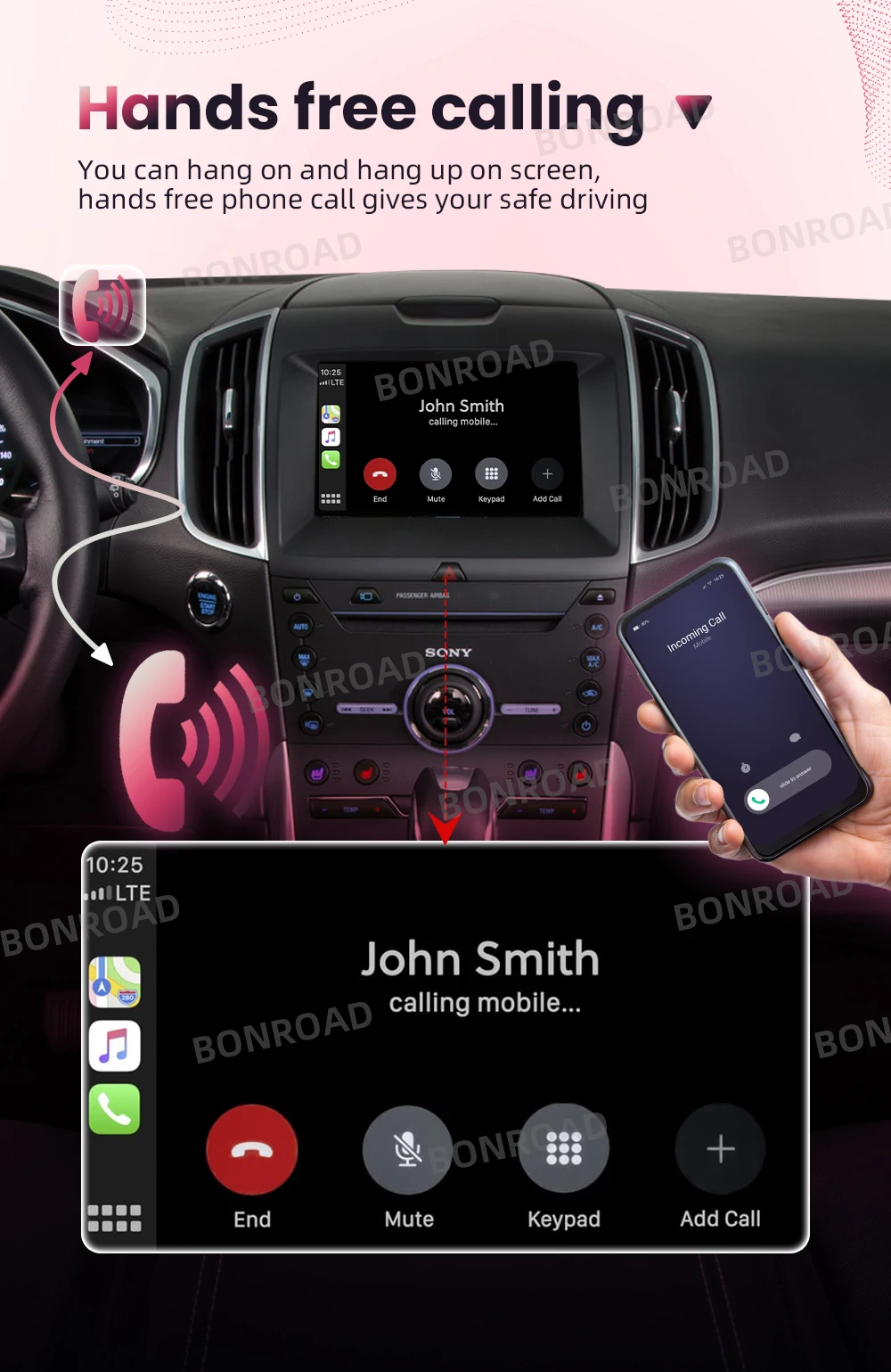 BONROAD Drahtlose CarPlay Android Auto Interface Modul Für Ford Edge Taurus F-150 Explorer Escape 2013-2016 Bluetooth Adapter – Detail 5