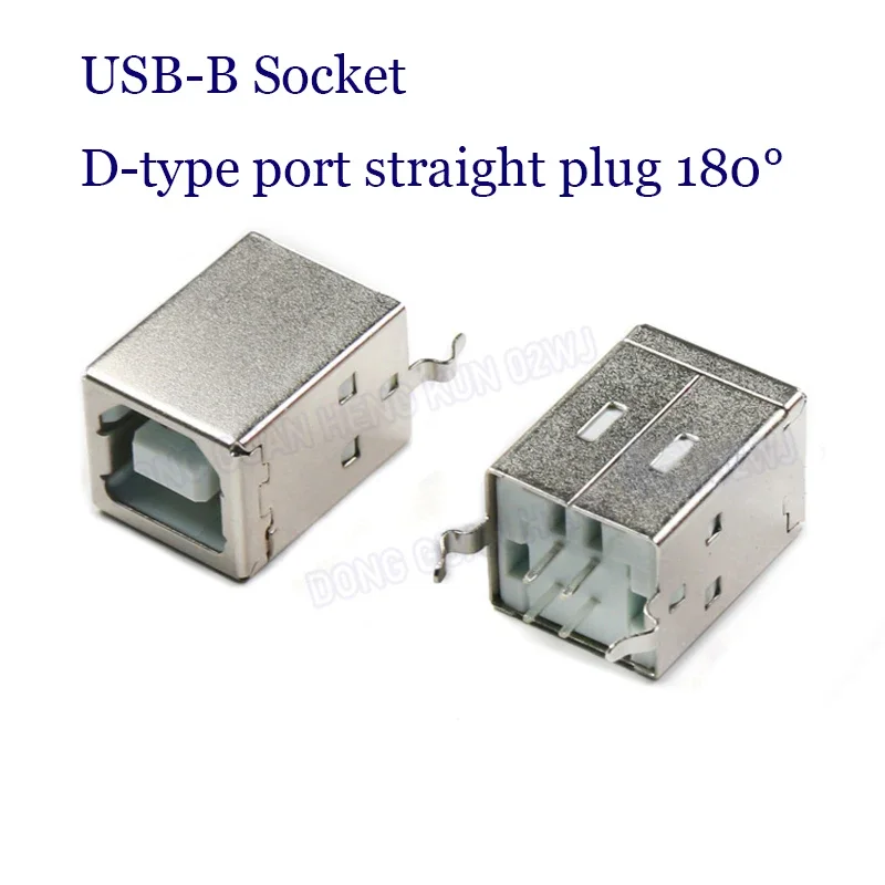 

2 Pcs Copper Square USB-B Female Socket Connector Type D 180 Degree Straight Plug Printer Data Interface Adapter
