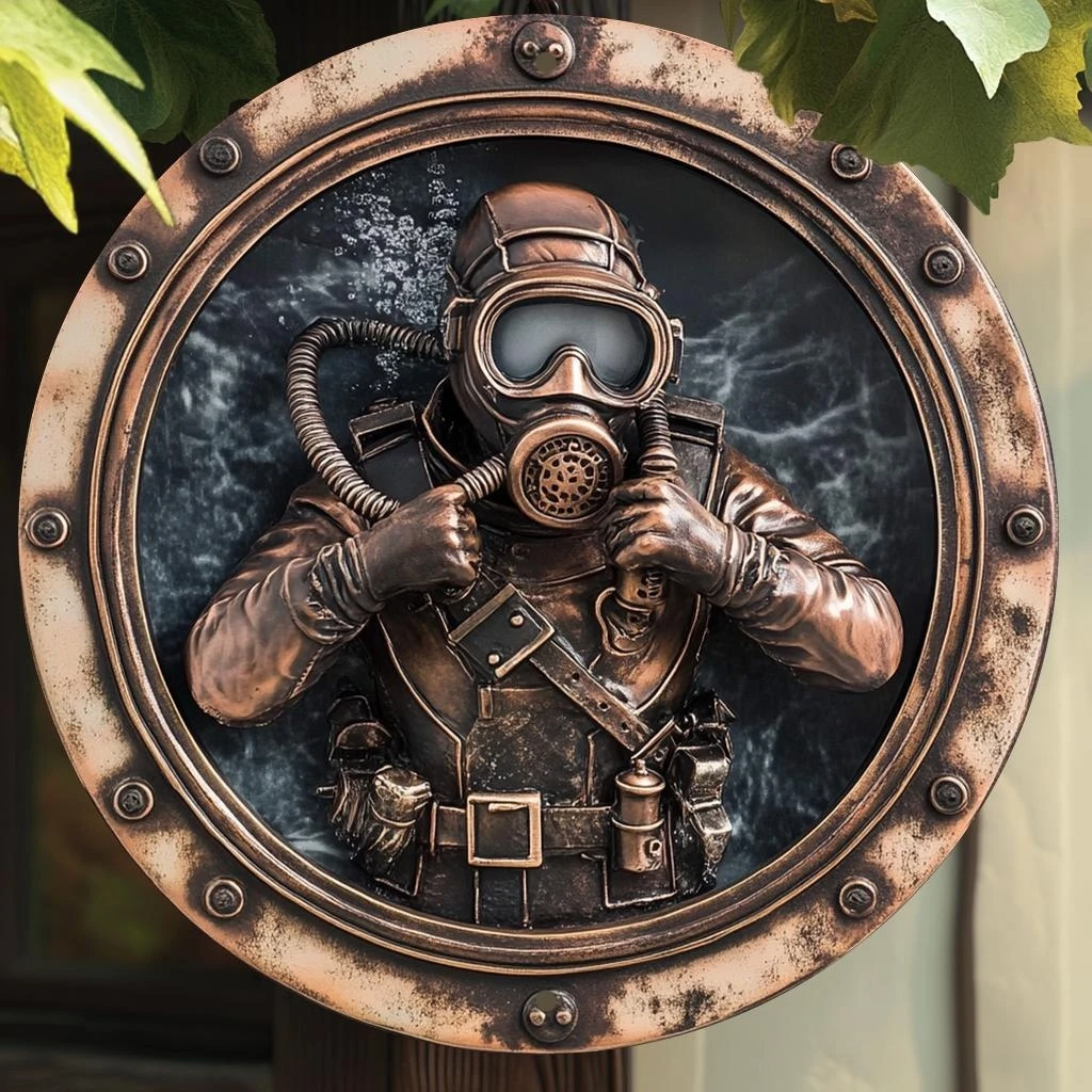 One Piece Vintage Diver Pattern Sign 2D Home Decor Window and Porch Decor Room and Wall Art Bedroom Office Living Room Cafe
