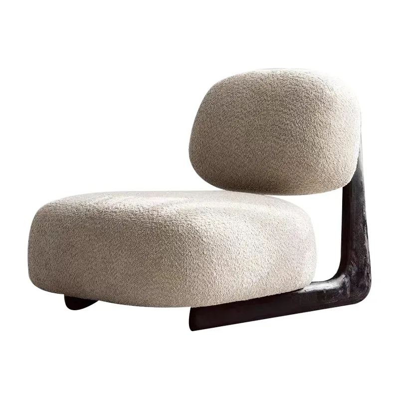 

wabi-sabi wind camel wool cute single sofa chair solid wood simple floor lazy