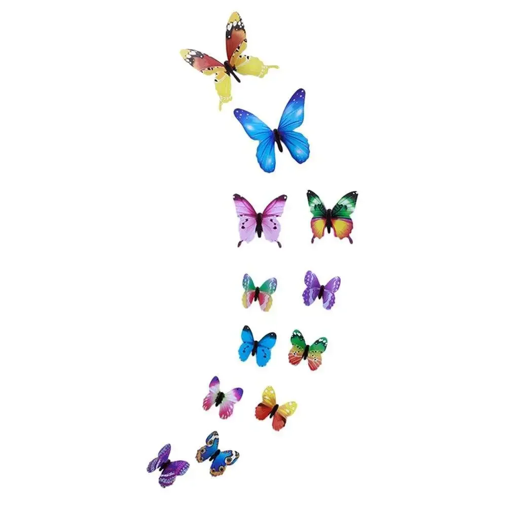 3D Luminous Butterfly Stickers Single Double Layer PVC Glowing Simulation Butterfly Wall Stckers For Bedroom Living Room Decor