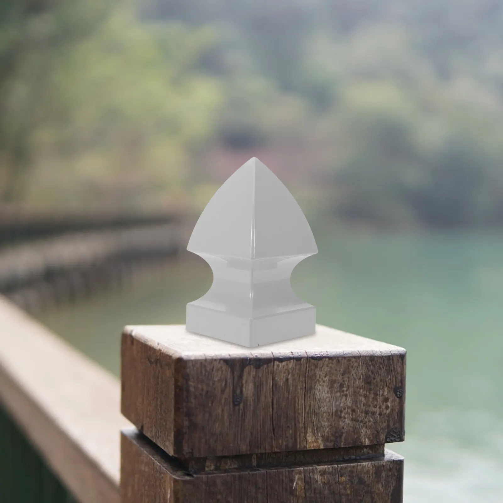 5 Inch Gothic PVC Fence Post Caps Pyramid Post Cover for Stair Railings Outdoor Steps Corner Handrail End Cap Weather Resistant