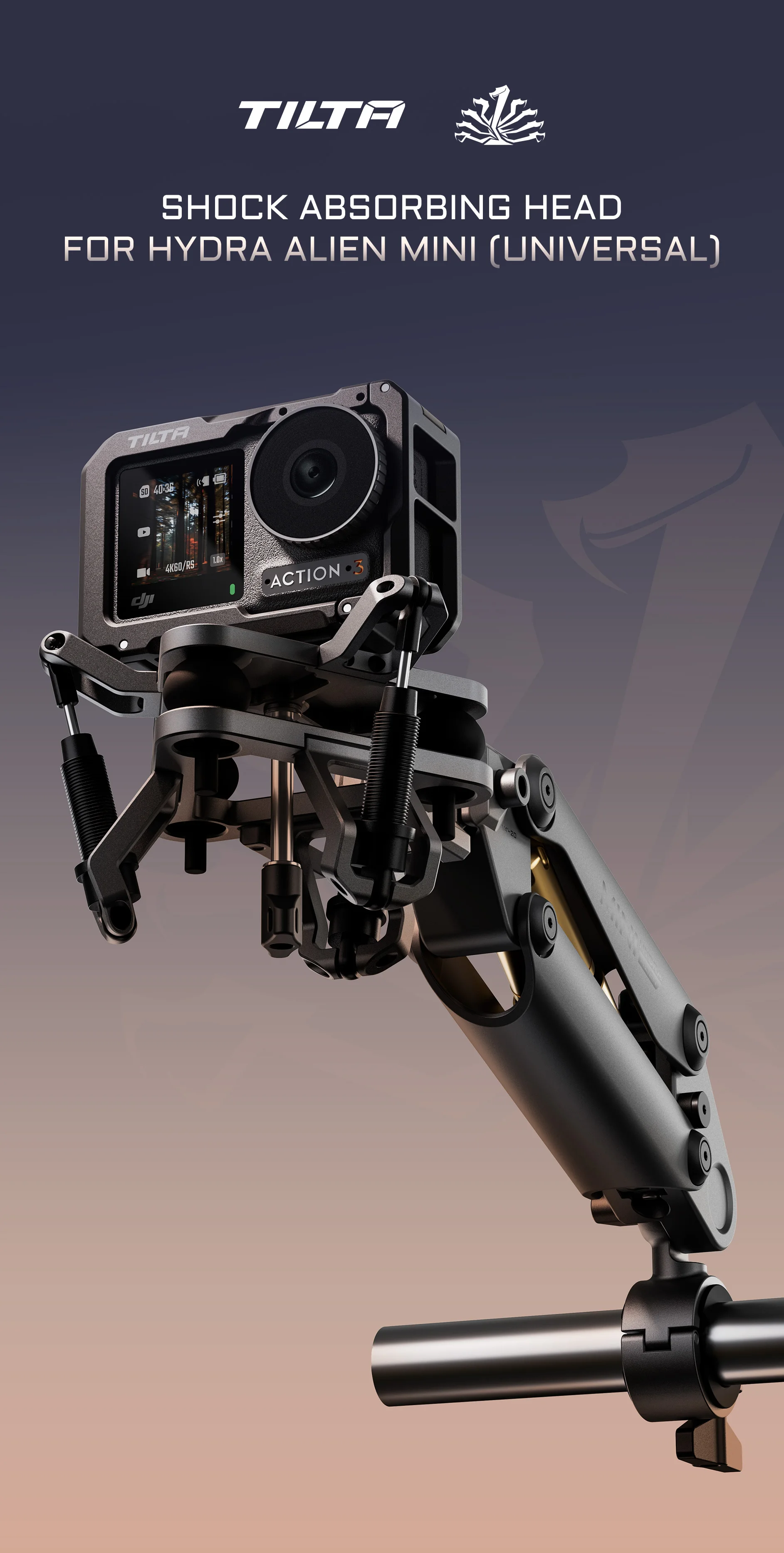 TILTA Hydra Alien Mini Biking mit universellem stoßdämpfendem Kopf für Pocket3/Pocket4pro/Go Pro10/11/12/Action4/5pro/Insta360 X3/4 – Detail 2