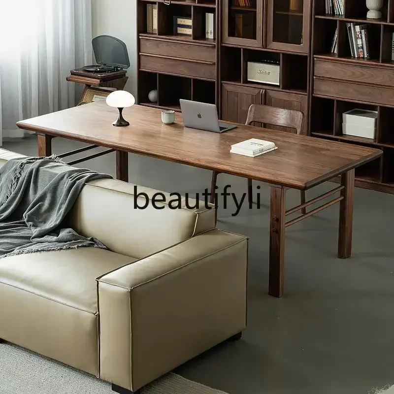 

yj57 North American black walnut dining table, all solid wood rectangular eating table, household simple log furniture