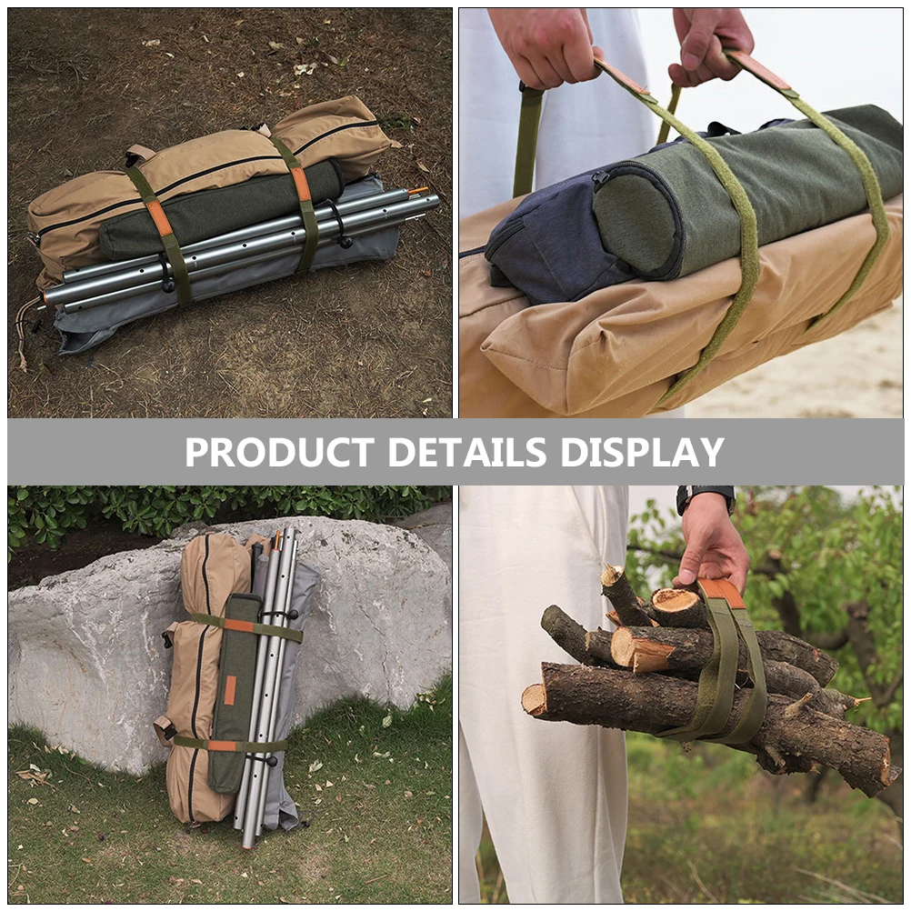

2pcs Tent Storage Straps Olive Green Camping Hiking Luggage Packing Bands Travel Accessories Outdoor Gear Durability