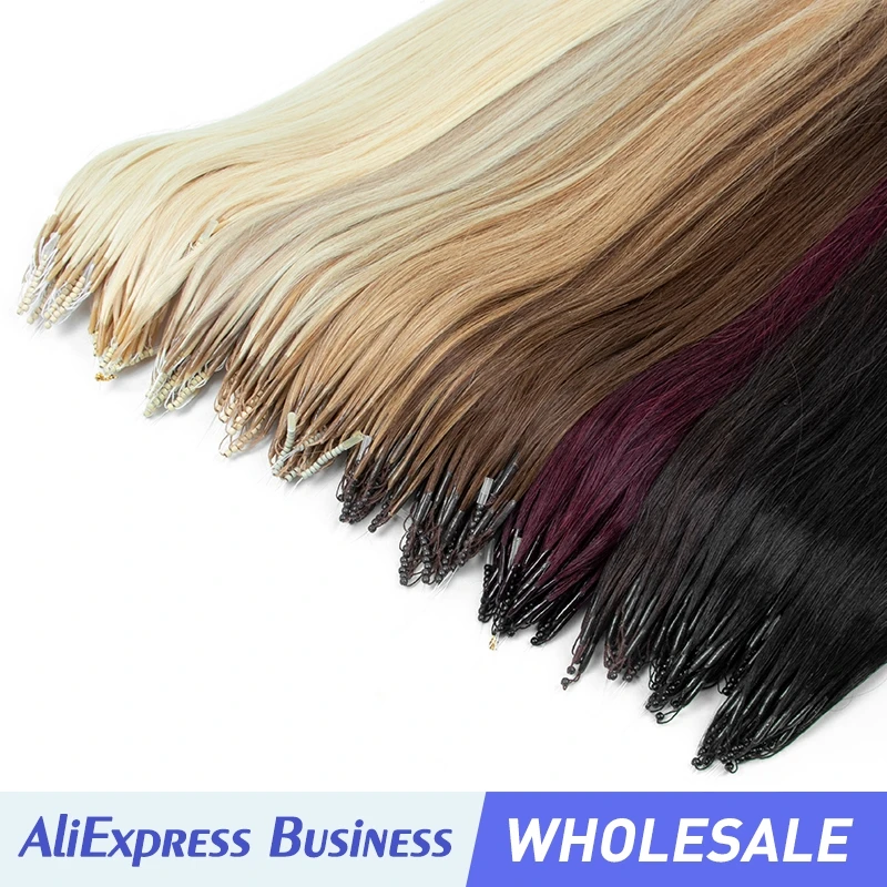 Wholesale 8D Micro Link Hair Extensions Human Hair Nano Rings With Fish Line Hair Extension Invisible Mechine Remy 30g/pack