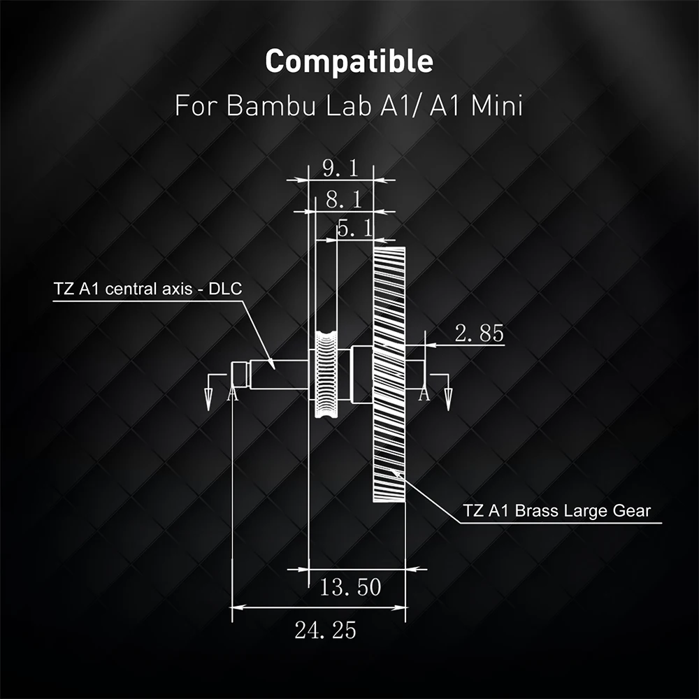 Upgrade Vollmetall-Extrudergetriebe für Bambu Lab A1 A1 Mini Klauengriff RNC Nano-beschichtetes gehärtetes Stahl-Schneckengetriebe Verschleißfest – Detail 8