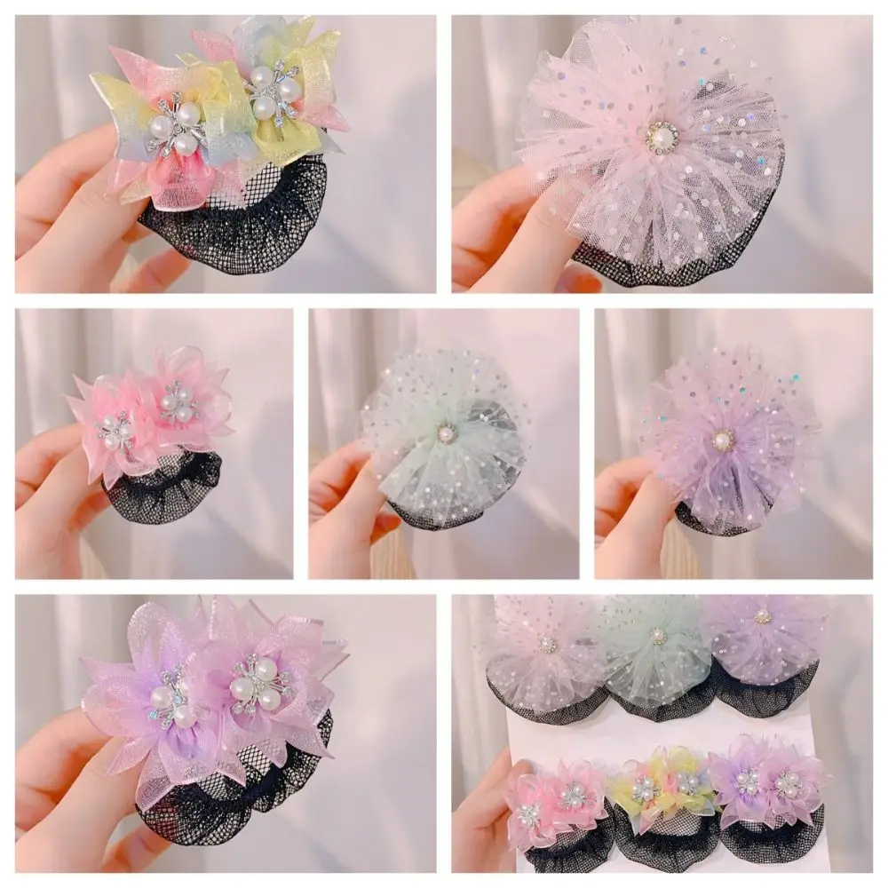 Princess Snood Spring Clip Hair Accessories Mesh Colorful Star Hair Nets Hair Styling Tool Star Sequin Hair Nets Kids