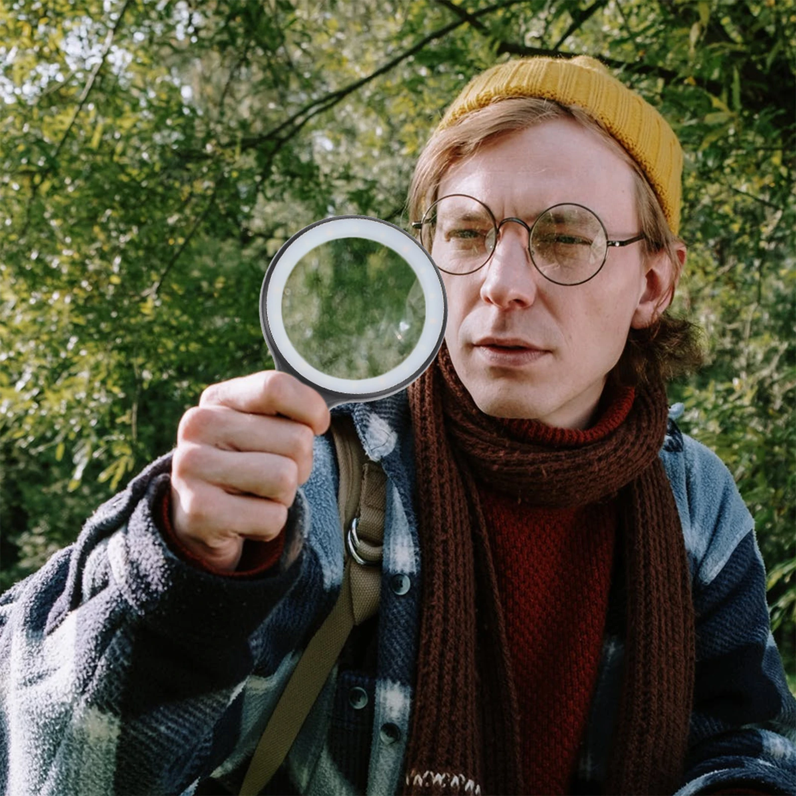 

Handheld 10x Lighted Magnifier Portable Reading Tool for Children Seniors Detailed Observation Nature Exploration LED Magnifying