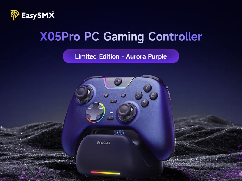 EasySMX Weiß-Schwarzer Gamepad X05 Pro Kabelloser PC-Gaming-Controller für PC Windows iOS Switch Android mit Ladestation – Detail 1