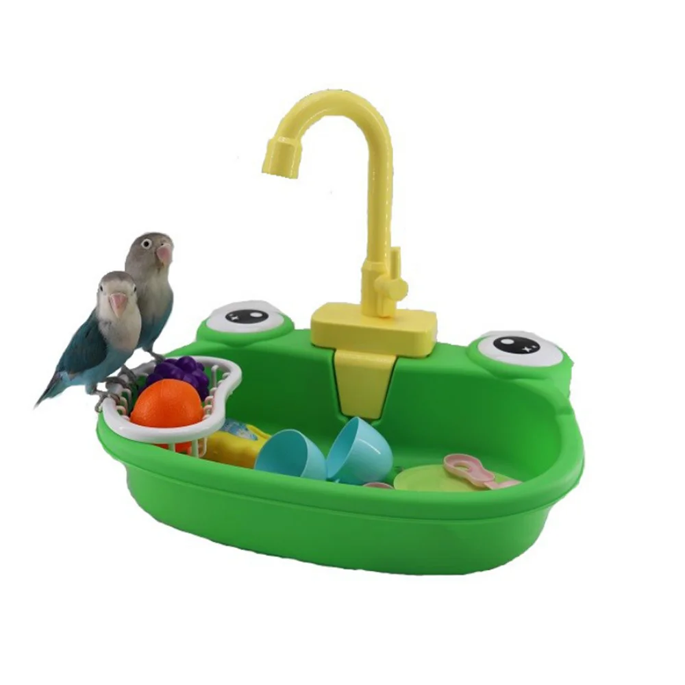 Electric Bird Bathtub Parrot Shower Basin Faucet Circulating Water for Cockatiel Bath Calopsita Parakeet Swim Pool Corella Toys