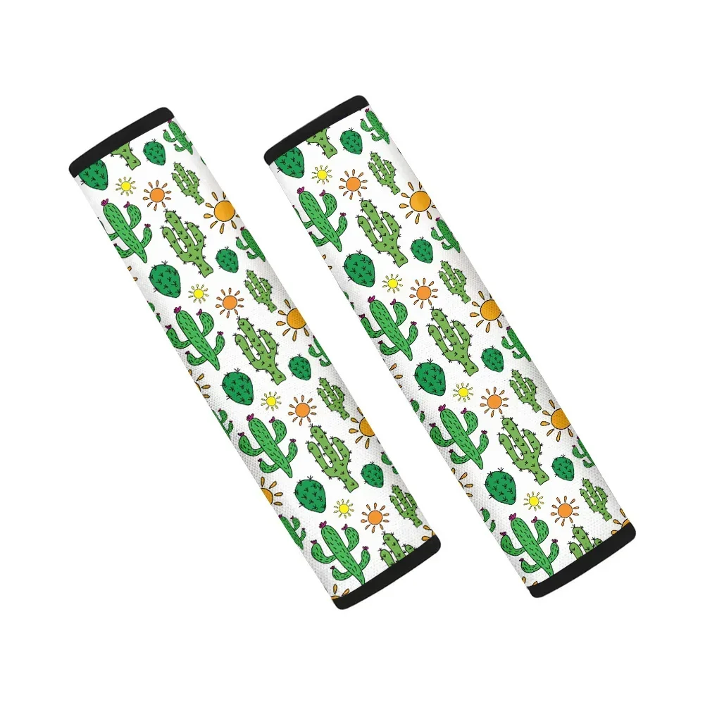  2023 New Car Seat Belt Covers Tropical Cactus Print More Comfortable Driving Fit Most Adults & Kids Easy to Install