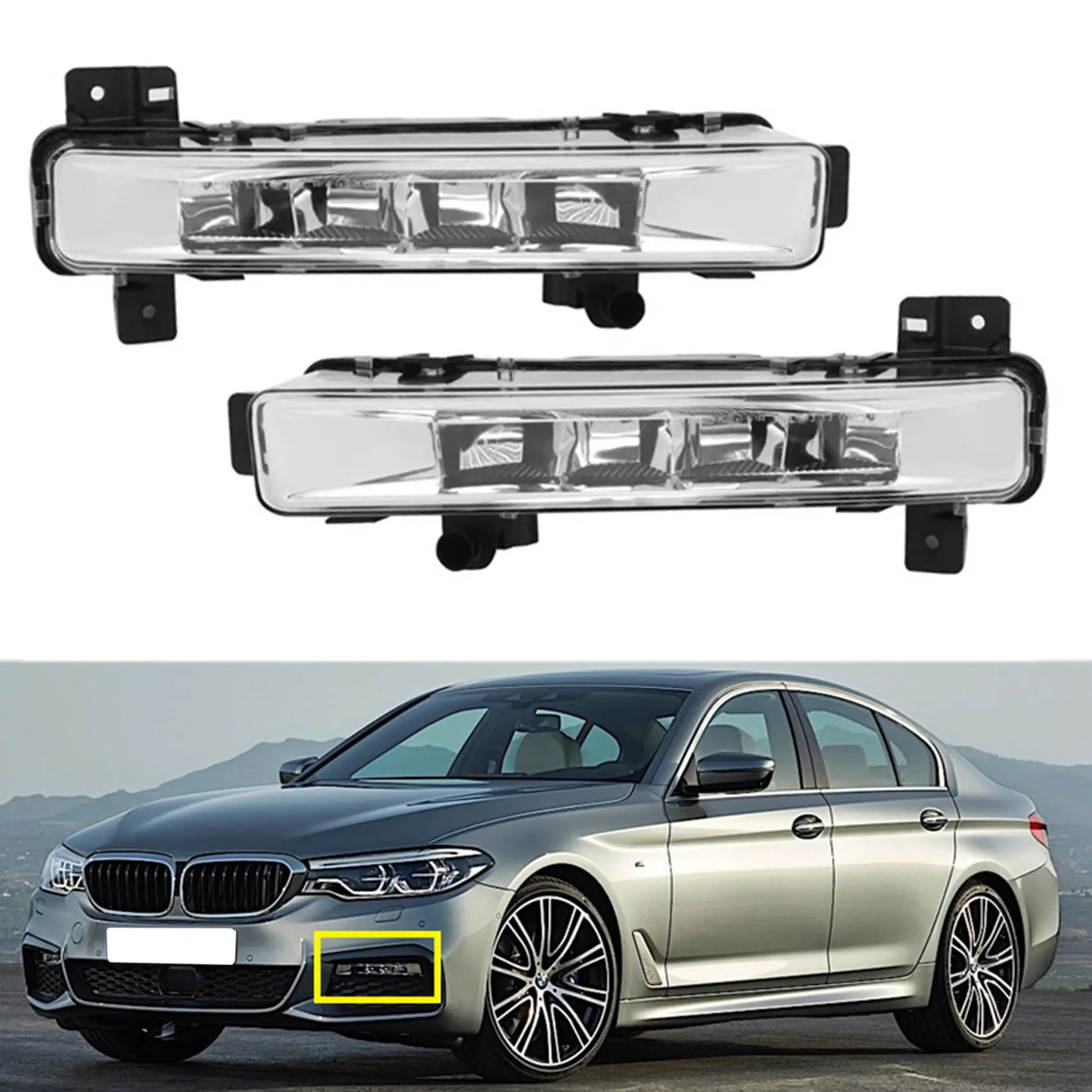 車のフロントバンパーフォグライト,bmw g30,g31,g38,5シリーズ,520i,530i,540i,63177349132右側