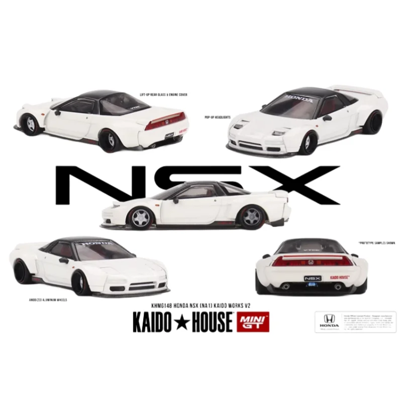 Kaido House + MINIGT Honda NSX (NA1) Kaido WORKS V2 1:64 Legierung Kompressionswelle Miniaturmodell, Dekoration für Erwachsene, Jungenspielzeug,